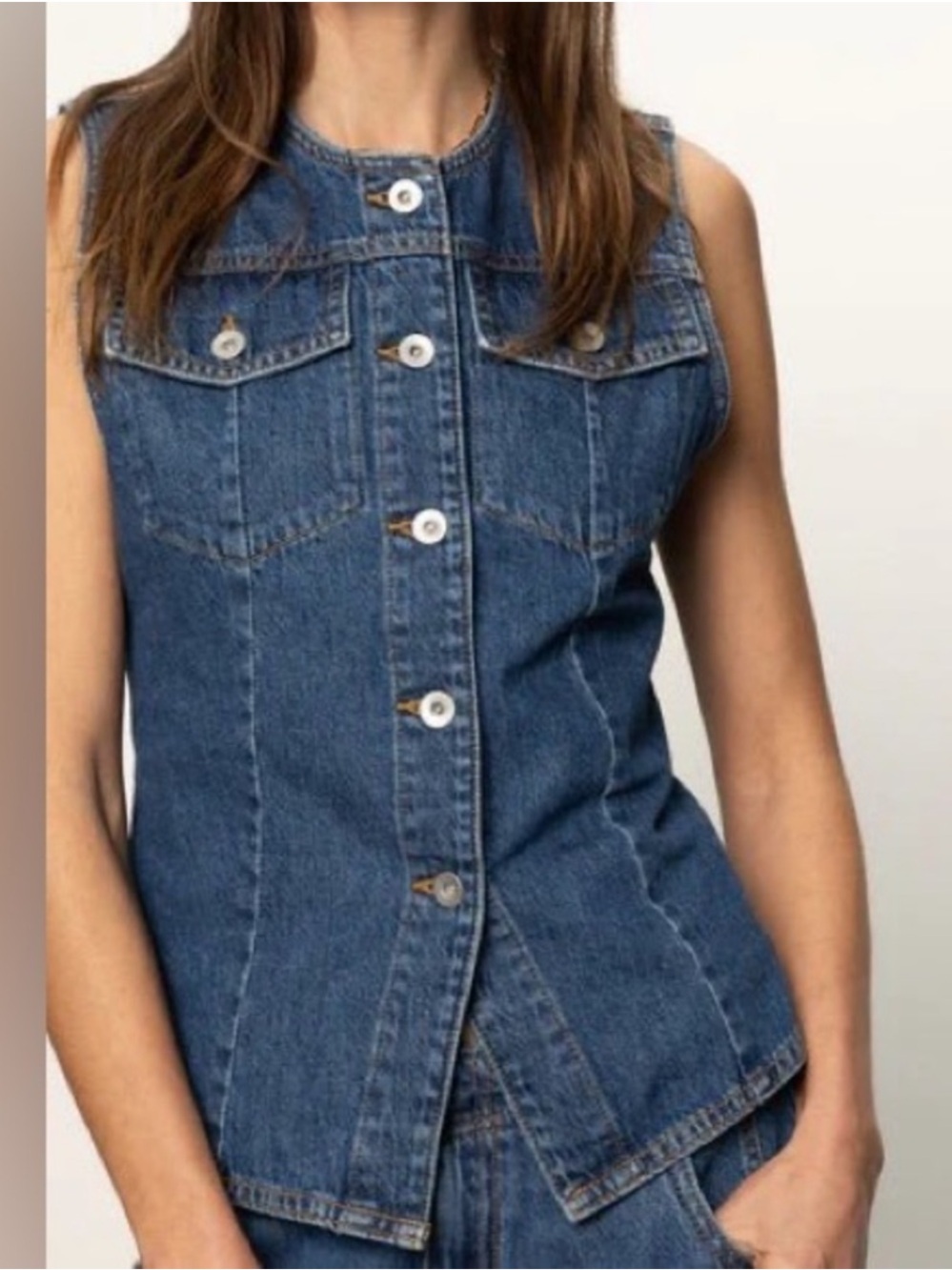 Sanctuary Women's Maritime Button-Front Denim Vest Perfect Storm